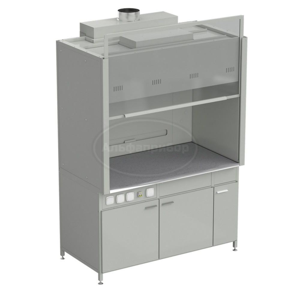 Шкаф вытяжной без подвода воды 1500х900х2145 мм, раб. поверхность - монолитный керамогранит