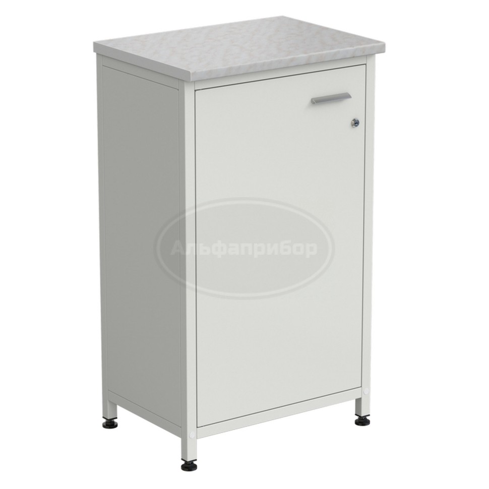 Шкаф-тумба белая 1 дверь 610х450х1060 мм, металл, раб. поверхность - белый ламинат
