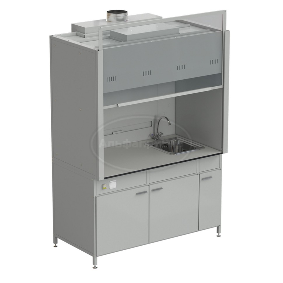 Шкаф вытяжной с мойкой из НС и смесителем 1500х900х2145 мм, раб. поверхность - Labgrade