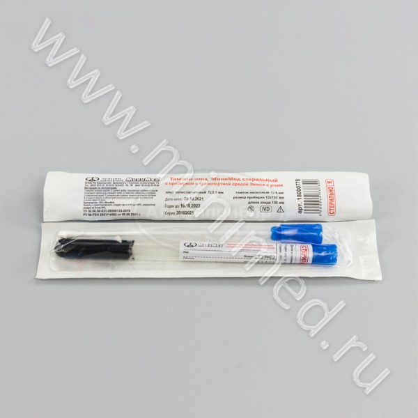 Тампон-зонд МиниМед стерильный с пробиркой с транспортной средой Эймса с углем,ТУ 32.50.50-031-29508133-2019, инд. упаковка /100шт/1000