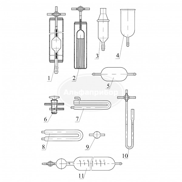 Комплект стекла для газоанализатора ООГ-2 ГФ 5.184.108