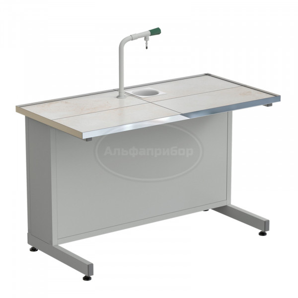 Стол ученический с подводом воды 1212х610х760 мм, раб. поверхность - керамика