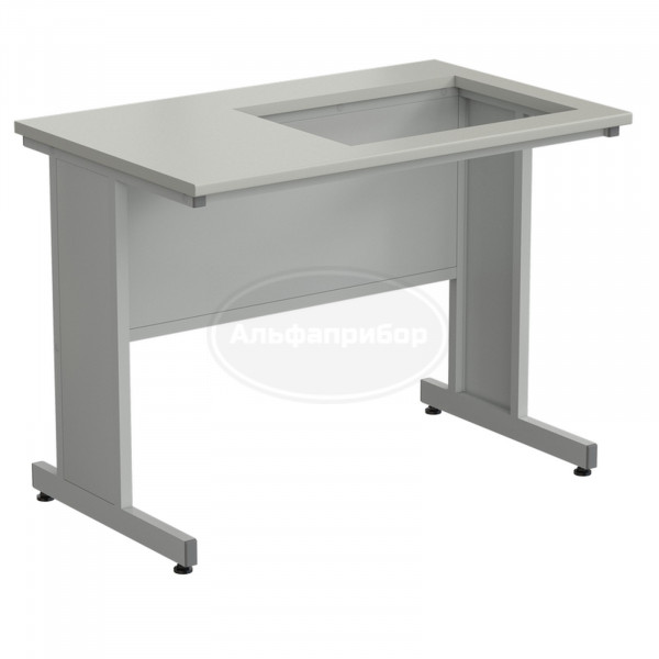 Приставка для весового стола 1200х750х900 мм, раб. поверхность - серый ламинат (отверстие для весового стола справа)