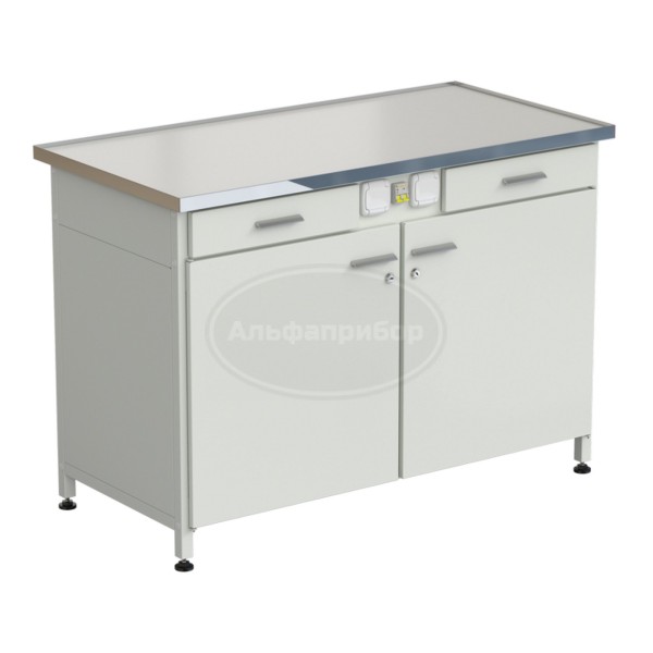 Стол-тумба с электрикой (2 ящика + 2 двери) 1212x610x850 мм, раб. поверхность - Labgrade-лайт