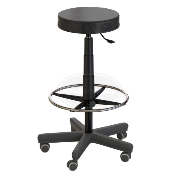 Табурет лабораторный на роликах (высота 620-760 мм) (кожзам)