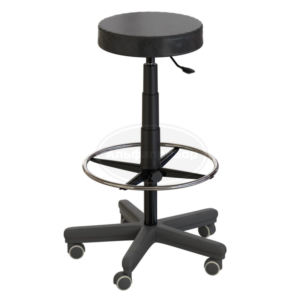 Табурет лабораторный на роликах (высота 620-760 мм) (кожзам)