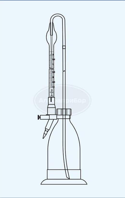 Бюретка автоматическая Шиллинга 25мл (0.1) Шелбах бутыль 1000мл, Technosklo