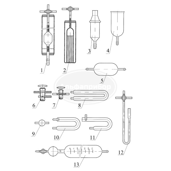 Комплект стекла для газоанализатора ООГ-2м ГФ 5.184.109