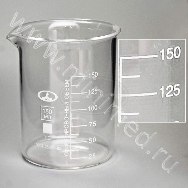 Стакан Н-1-150 ТУ 9464-019-29508133-2015 с делениями, ТС, МиниМед, упаковка 12шт/ кор.192шт