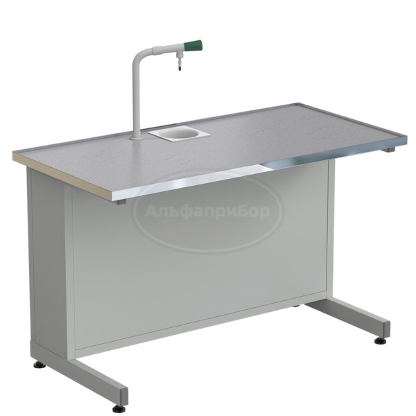 Стол ученический с подводом воды 1212х610х760 мм, раб. поверхность - монолитный керамогранит