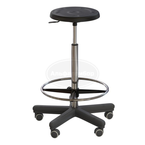 Табурет лабораторный на роликах (высота 620-760 мм) (полиуретан)
