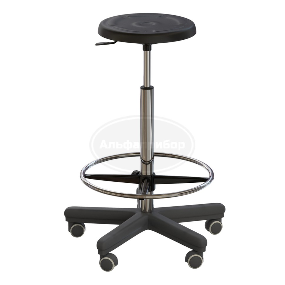 Табурет лабораторный на роликах (высота 620-760 мм) (полиуретан)