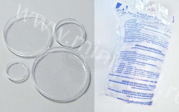 Чашка по типу чашек Петри односекционная, Ø 100 мм, п/с, стерильная, упаковка 10/500шт, Aptaca