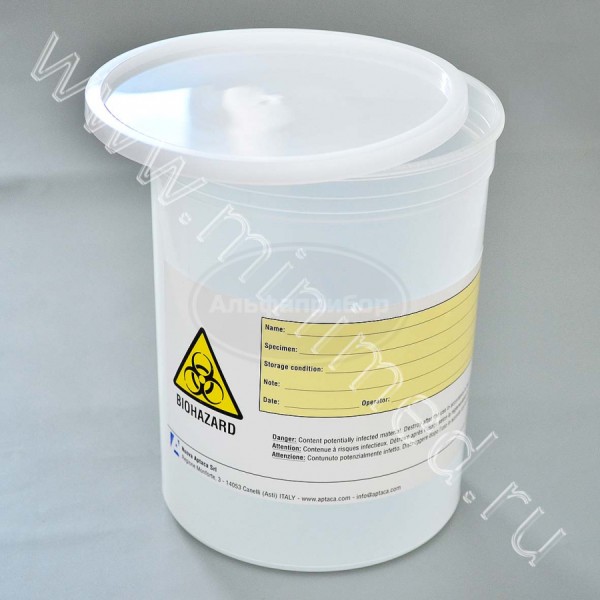 Контейнер для отбора, транспортировки и хранения биологических материалов (для гистологии), 1500мл с защелкивающейся крышкой, с этикеткой., нестерильный, п/п, Aptaca, кор.50шт