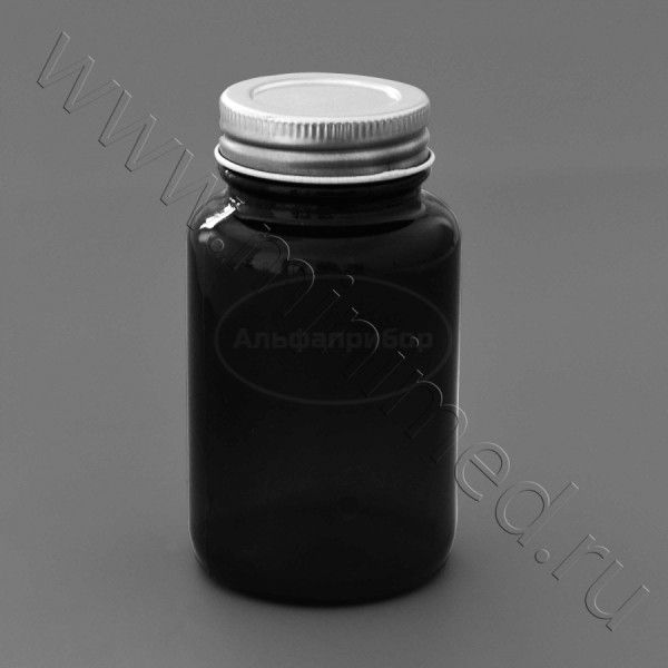 Банка стеклянная для реактивов 100мл, широкое горло с металлической крышкой, темное стекло, упаковка 144шт