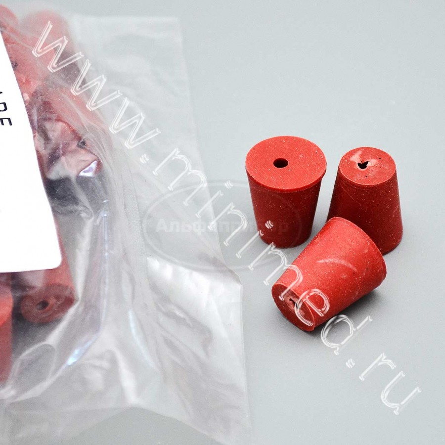 Пробка коническая с 1 отверстием, резиновая, 12/9 мм, h-18мм, Кartell, упаковка 25шт