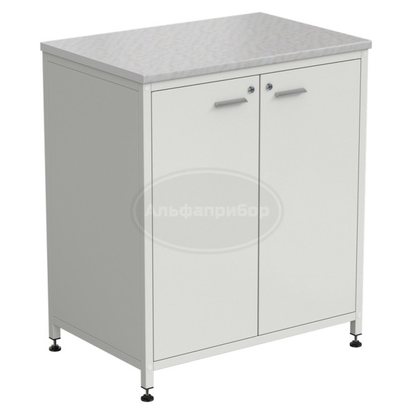 Шкаф-тумба белая 2 двери 910х615х1060 мм, раб. поверхность - белый ламинат