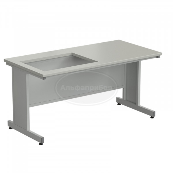 Приставка для весового стола 1500х750х750 мм, раб. поверхность - серый ламинат (отверстие для весового стола слева)