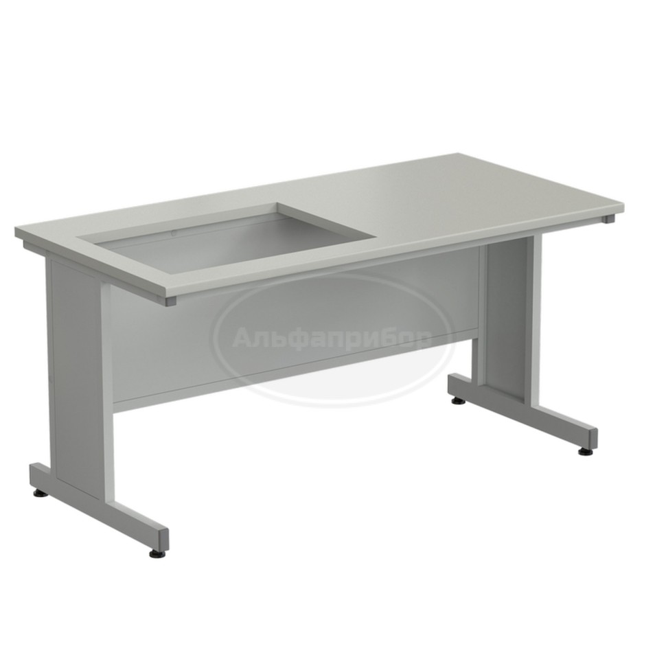 Приставка для весового стола 1500х750х750 мм, раб. поверхность - серый ламинат (отверстие для весового стола слева)