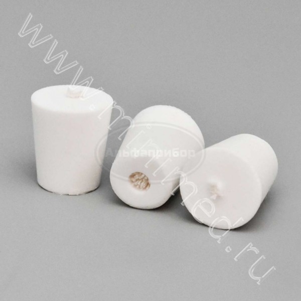 Пробка силиконовая №19 конусная с каналом и жгутом, белая, BR-043, упаковка 100шт