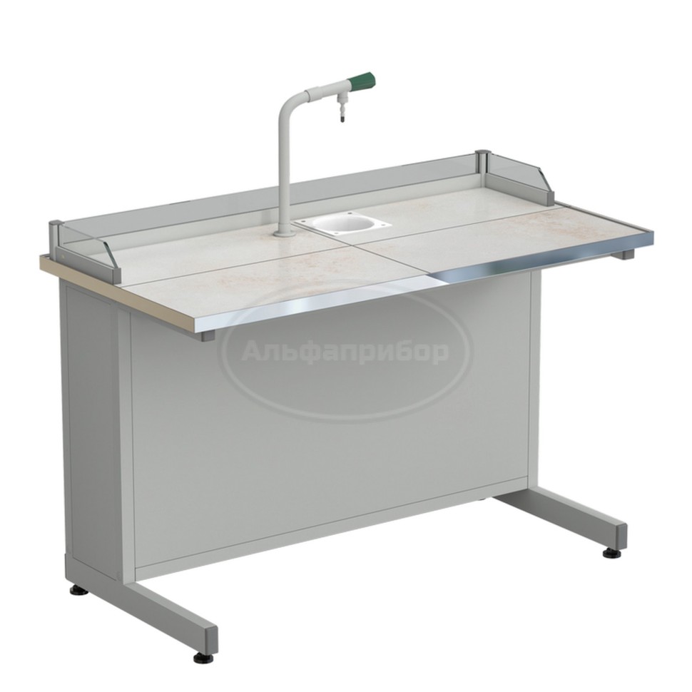 Стол ученический с подводом воды, с бортиком 1212х610х840 мм, раб. поверхность - керамика