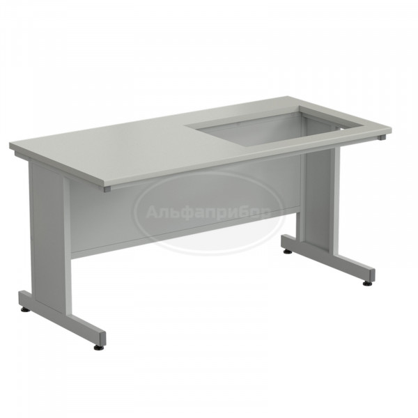 Приставка для весового стола 1500х750х750 мм, раб. поверхность - серый ламинат (отверстие для весового стола справа)