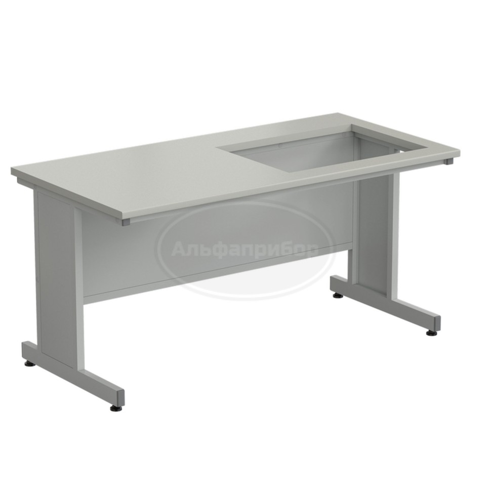 Приставка для весового стола 1500х750х750 мм, раб. поверхность - серый ламинат (отверстие для весового стола справа)