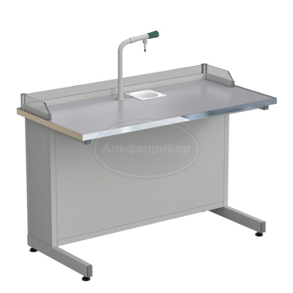 Стол ученический с подводом воды, с бортиком 1212х610х840 мм, раб. поверхность - монолитный керамогранит