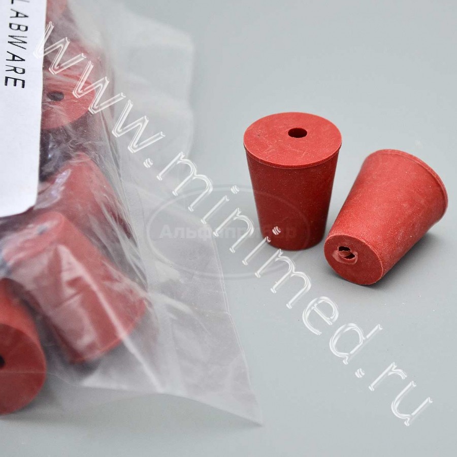 Пробка коническая с 1 отверстием, резиновая, 18/13 мм, h-22мм, Кartell, упаковка 25шт