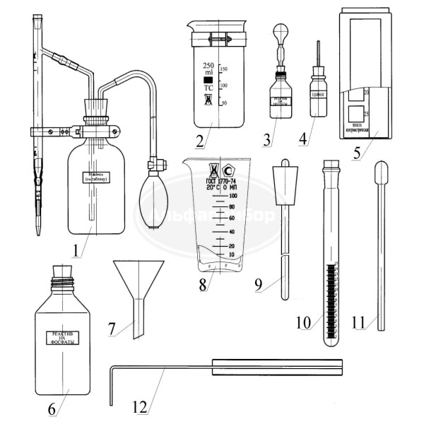 Комплект стеклоизделий для анализа воды ЭЛВК-5 ТУ 25-11-1077-75