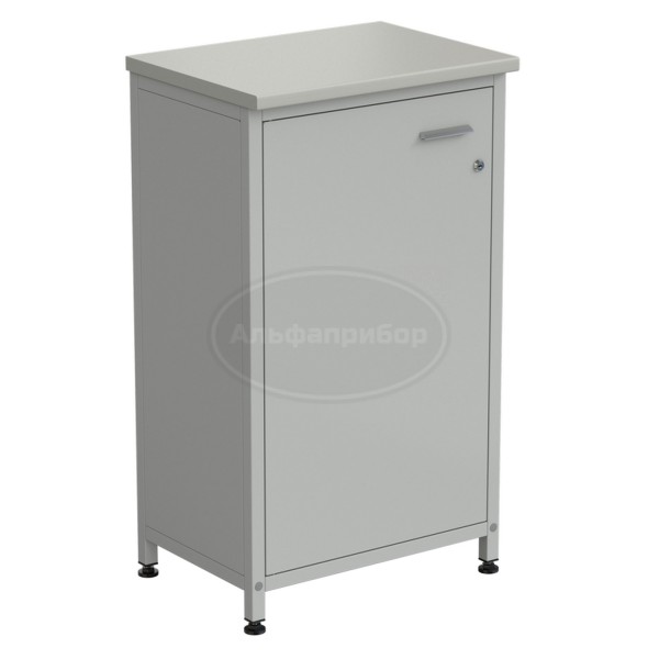 Шкаф-тумба серая 1 дверь 610х450х1060 мм, металл, раб. поверхность - серый ламинат