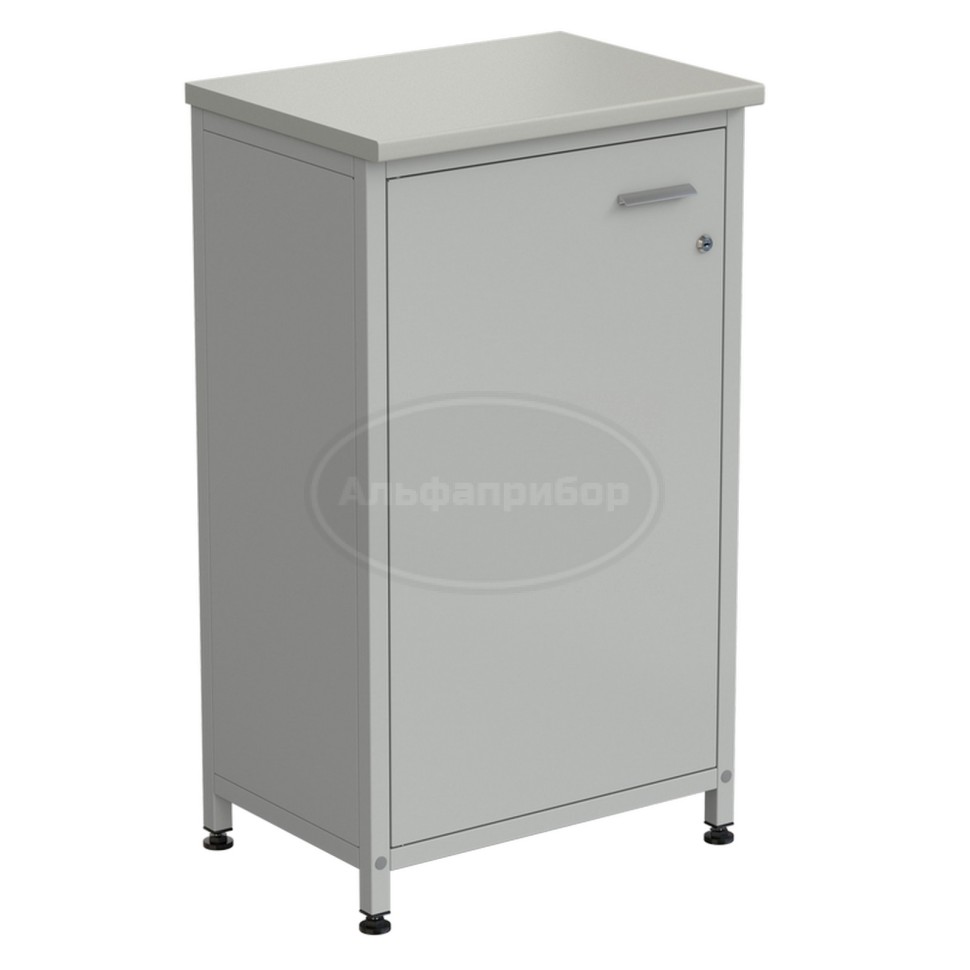 Шкаф-тумба серая 1 дверь 610х450х1060 мм, металл, раб. поверхность - серый ламинат