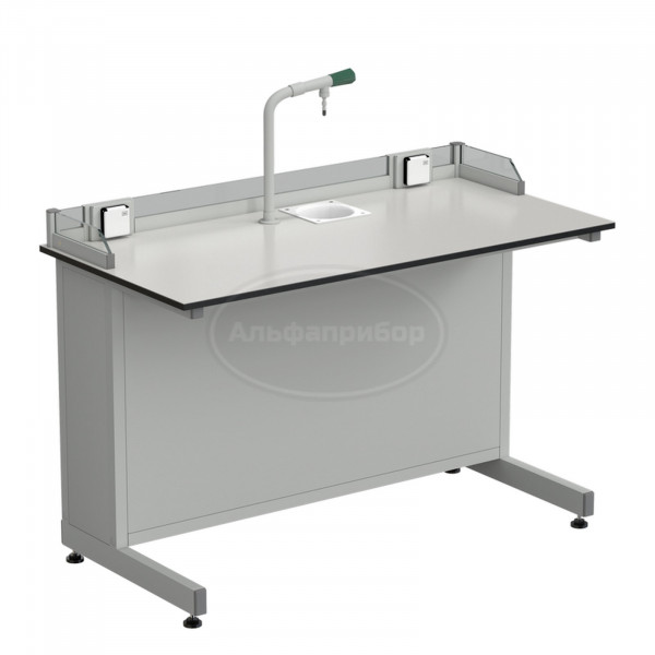 Стол ученический с подводом воды, с бортиком и розетками 1200х600х840 мм, раб. поверхность - Labgrade