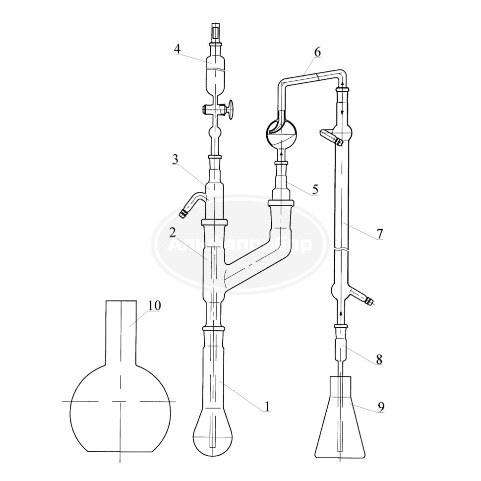 Комплект стеклоизделий для определения азота в жидкости, эскиз 1-96