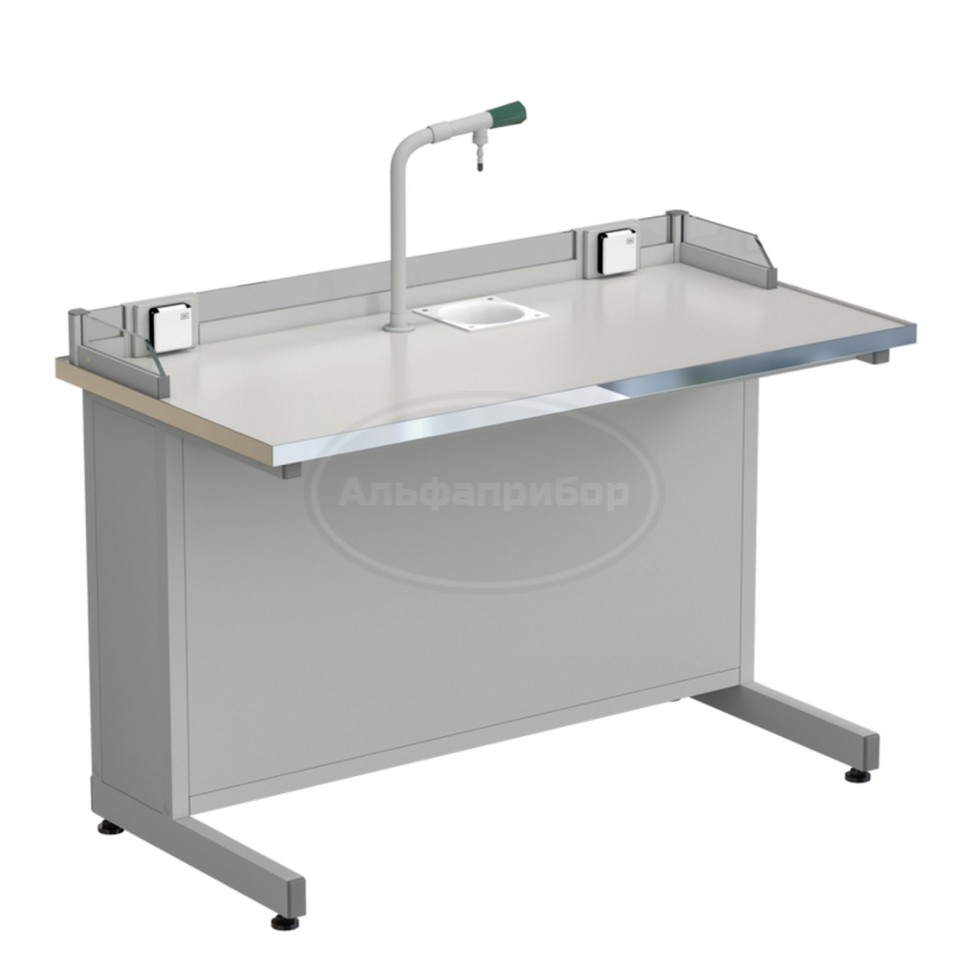 Стол ученический с подводом воды, с бортиком и розетками 1212х610х840 мм, раб. поверхность - Labgrade-лайт