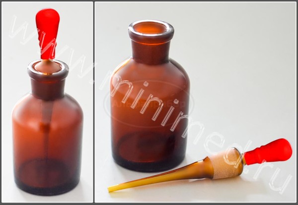 Капельница Страшейна 2-125мл, темное стекло, с притертой пробкой-пипеткой, упаковка 8шт, МиниМед