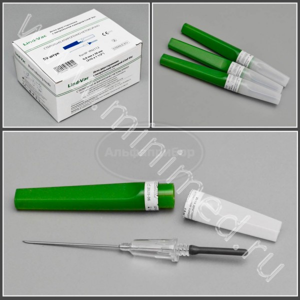 Игла двухсторонняя с камерой визуализации 21G*1 1/2", 08*38 мм, зеленая, "Lind-Vac" упаковка 50шт