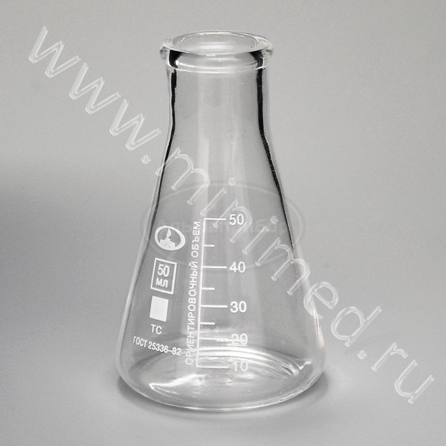 Колба Кн-2-50-22 ТУ 9464-019-29508133-2015, с делениями ТС, МиниМед, упаковка 12 / кор. 192шт