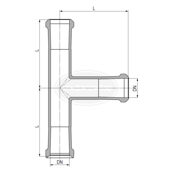Тройник KZA/KZB/KZA DN=100мм L=250мм W=3,6кг
