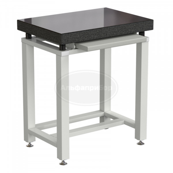 Стол для весов малый 630x450x750 мм, с выдвижной полкой, цвет каркаса - белый, гранит