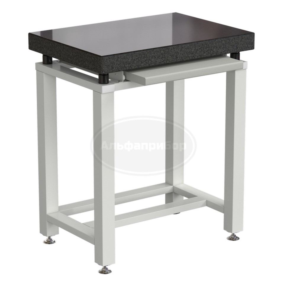 Стол для весов малый 630x450x750 мм, с выдвижной полкой, цвет каркаса - белый, гранит