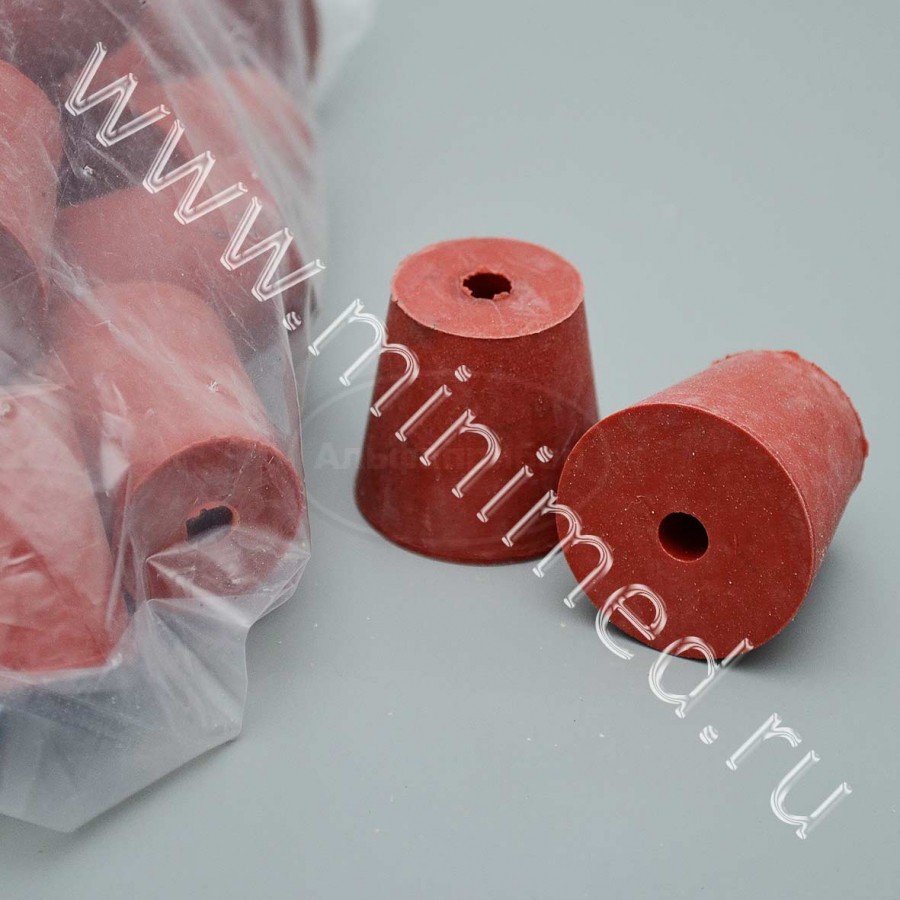 Пробка коническая с 1 отверстием, резиновая, 30/21 мм, h-29мм, Кartell, упаковка 25шт