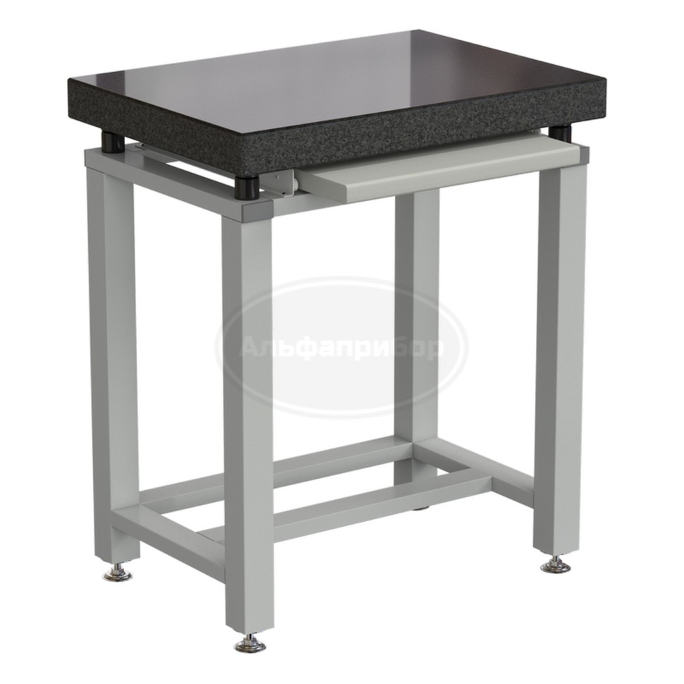 Стол для весов малый 630x450x750 мм, с выдвижной полкой, цвет каркаса - серый, гранит