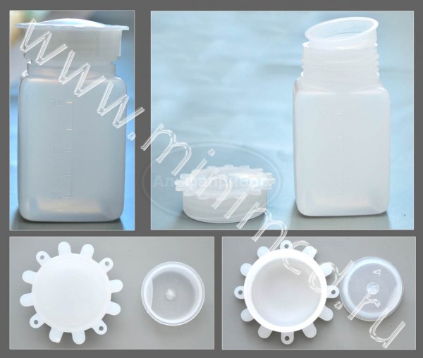 Емкость для общелабораторного применения-бутылка квадратная 100мл, с делениями с крышкой, ПЭВП, LAMAPLASТ, упаковка 10шт