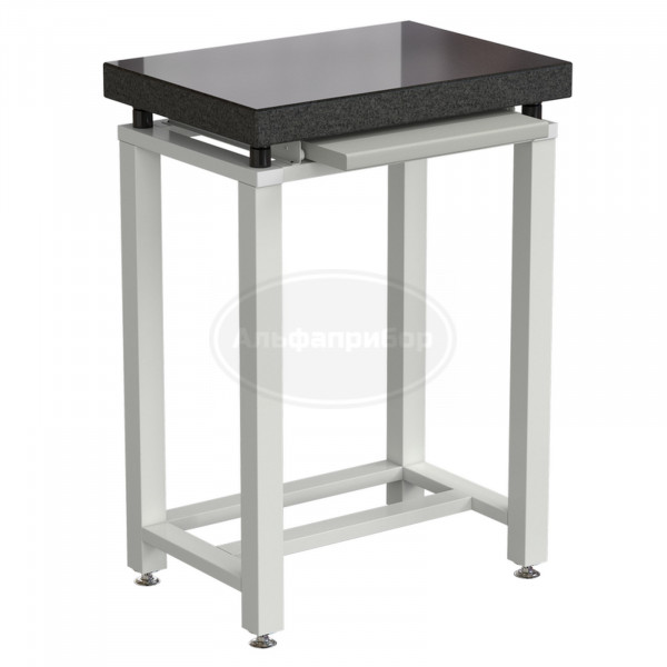 Стол для весов малый 630x450x900 мм, с выдвижной полкой, цвет каркаса - белый, гранит