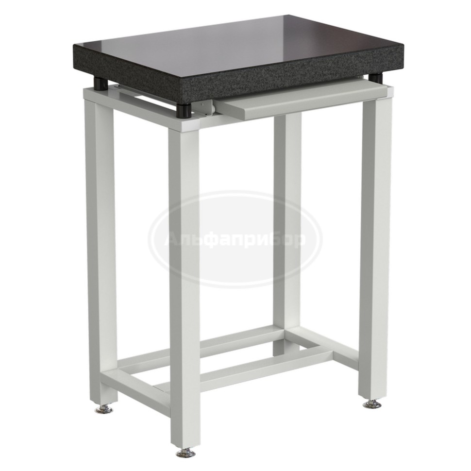Стол для весов малый 630x450x900 мм, с выдвижной полкой, цвет каркаса - белый, гранит