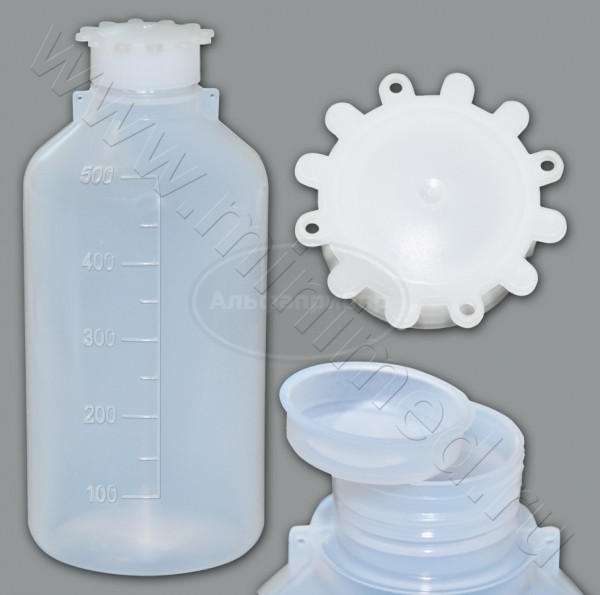 Бутылка градуированная 500мл, с узким горлом, с крышкой, п/эт,Кartell