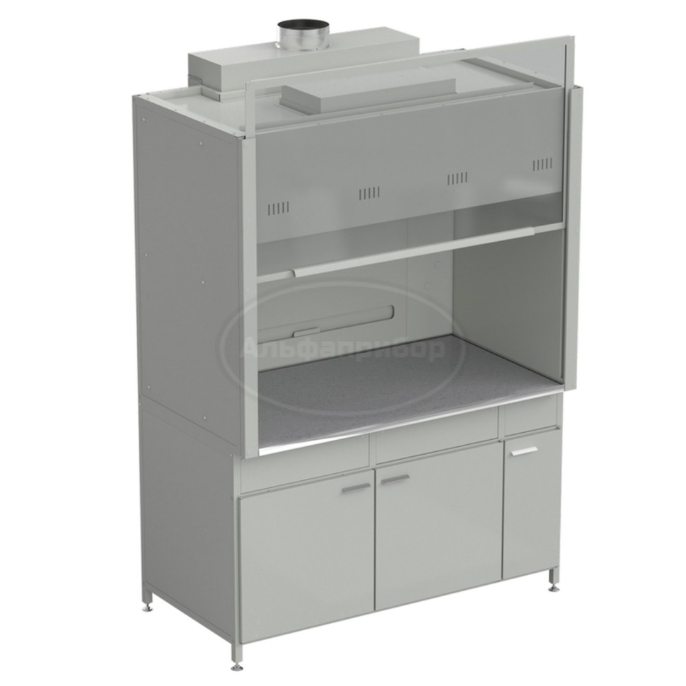 Шкаф вытяжной без подвода воды с ВЗБ светильником 1500х900х2145 мм, раб. поверхность - монолитный керамогранит