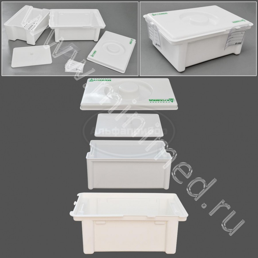 Емкость-контейнер полимерный п/п для дезинфекции и предстерилизационной обработки медицинских изделий (с карманом) ЕДПО-5-02-2