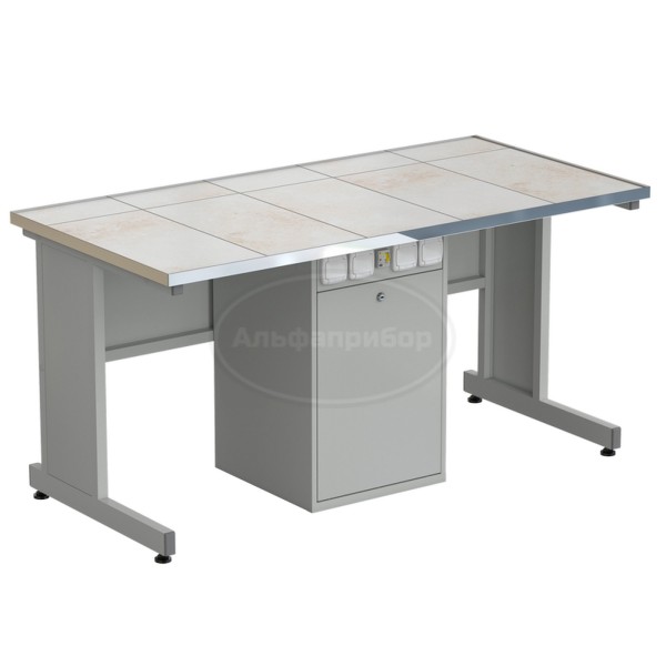 Стол ученический с сервисной стойкой, с электрикой 1515х750х760 мм, раб. поверхность - керамика